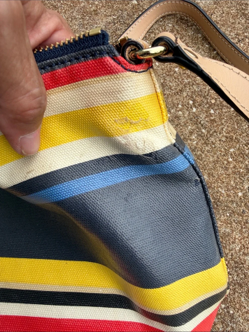 Kate Spade Striped Crossbody Bag in Navy, Yellow & Red. Read Description